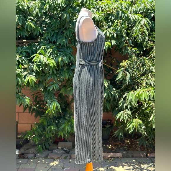 Wild Fable Black & White Vertical Stripes Tank Pantsuit - Picture 4 of 8